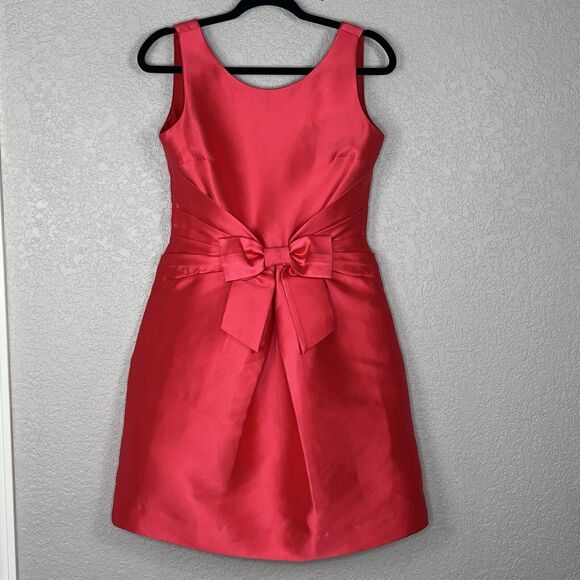 Kate Spade Dress Jillian Fit And Flare Sleeveless Silk Blend Pink Big Bow Size 4 - Picture 3 of 7